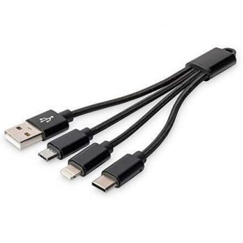 Cable de carga 3 en 1 USB 2.0 a Lightning/Micro USB/USB-C