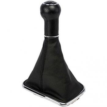 ORIGEN POM40100 especifico VW 1998-2004 5/6 velocidades con Placas de Cambio de Intercambiables, Fuelle simil Piel Negro y pomo Detalles en Cromo, GOLF IV/BORA 12mm