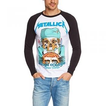 Coole-Fun-T-Shirts - Camiseta de manga larga de Metallica, texto Crash Course in Brain Surgery blanco blanco Talla:S