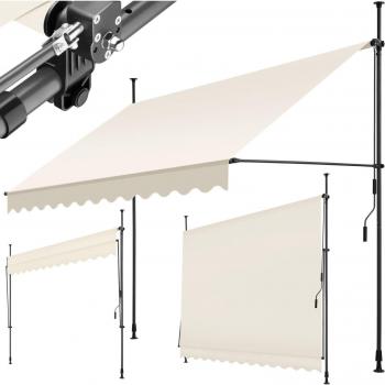 Toldo Plegable para Balcón con Manivela Tectake, Ajustable en Altura, Estructura de Acero con Revestimiento en Polvo, Cilindro de Aluminio Ligero, Barras Tel