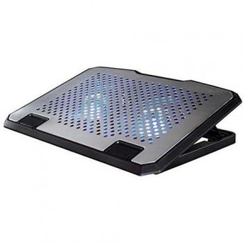 HAMA, Base Refrigeración para Portátiles, Portátiles de 15.6 Pulgadas, Aluminio, Iluminación LED Azul, Ventiladores Integrados x 2, Ajustable en Varias Alturas, Medidas: 37 x 27 x 3 cm, Conexión USB