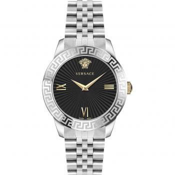 Versace Greca Signature Ladies Watch Stainless Steel Black Dial, Gray, Size: ONE SIZE