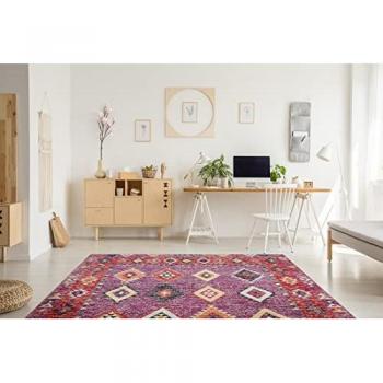 Alfombra Moderna Mundo Diamantes Boho Exterior Rosado/Beige Multicolor 80x250 cm