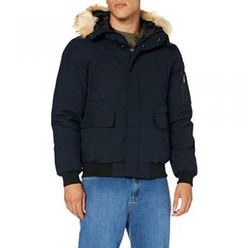 Schott Keyburn Navy Blue Warm Bomber Parka with Hood