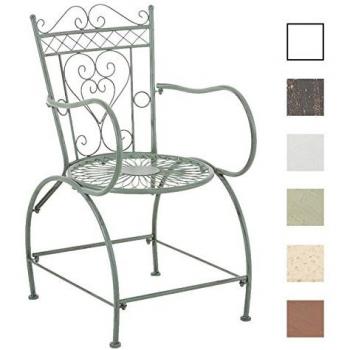 Silla de exterior con reposabrazos en Metal Verde antiguo CLP Sheela