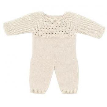 Miniland Pijama Beig de Punto para Muñeco de 40cm, Fabricado en España con Textil Reciclado