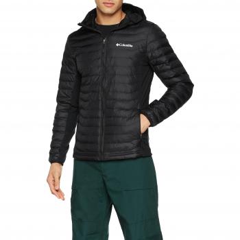 Columbia Powder Lite Light Hooded Jacket Chaqueta Híbrida con Capucha, Aislamiento Térmico Sintético Hi-Loft, Hombre, Negro, M