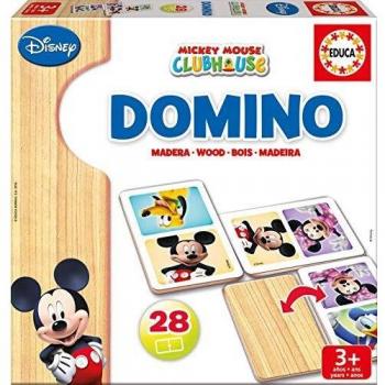 Educa Mickey & Friends Mickey y Minnie Domino de Madera, 28 Piezas, Multicolor
