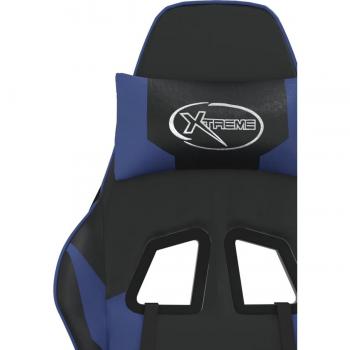 Gaming Chair with Footrest Black and Blue Faux Leather