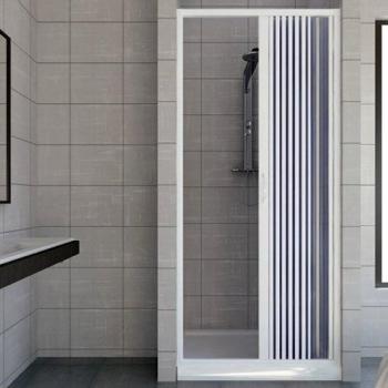 Puerta de ducha de PVC Mod. Vergine 140 cm con apertura lateral y altura de 185 cm