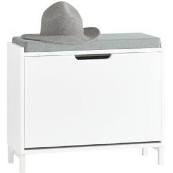 Zapatero Pequeño Blanco con 1 Solapa y Cojín, Organizador de Zapatos Regolable L60xP24xA52 cm FSR151-K-W