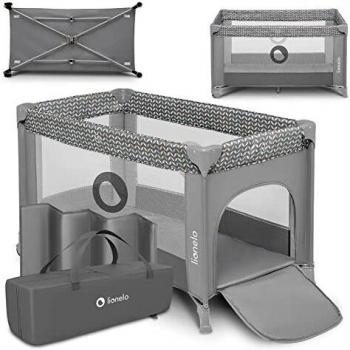 LIONELO Stefi Cuna Bebe Parque Infantil Bebe Apertura Lateral colchoneta protección contra el Plegado LockGuard Lados de Tela de Malla Bolso de Transporte