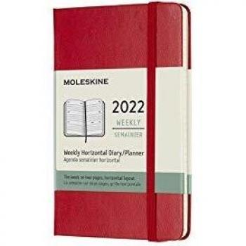 Agenda Moleskine 2022 Pocket Semanal Horizontal Tapa Dura Rojo Escarlata 12 Meses