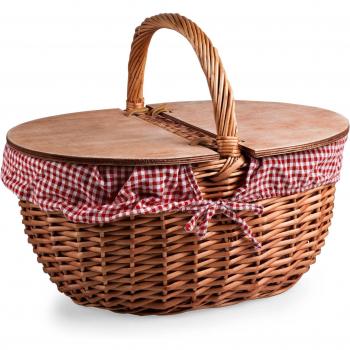 Picnic Time 'Country Picnic Basket' with Red/White Gingham Liner