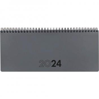 Finocam Agenda 2024 Planificador Semana Vista Vertical con Notas, Espiral, Gris, Enero a Diciembre de 2024, Internacional Multilingüe, 290x116 mm