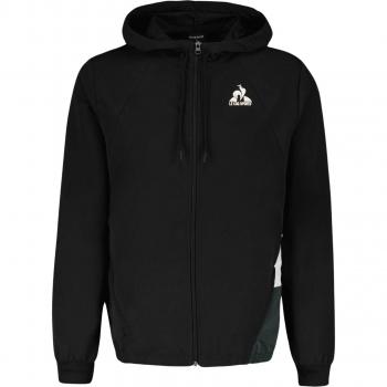 Le Coq Sportif Black Hoodie for Men with Zip, XS Size