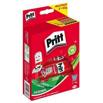 Pegamento en barra Pritt, pegamento seguro y apto para niños para manualidades, pegamento fuerte para uso escolar y de oficina, 5x 43 g Pritt stick