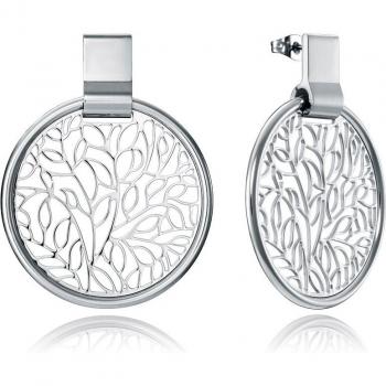 Pendientes Chic de acero con disco calado en forma de hojas