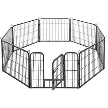 Parque para Mascotas Perros Corral Plegable de 8 Paneles, Jaula de Alta Resistencia, Medidas 77 x 60 cm, Color Gris