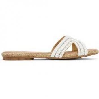Sandalias planas de piel blanca Alma - Modelo elegante y cómodo para mujer