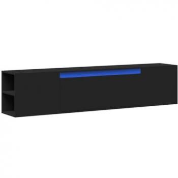Mueble de TV de pared con luz LED negro 180x31x39,5 cm