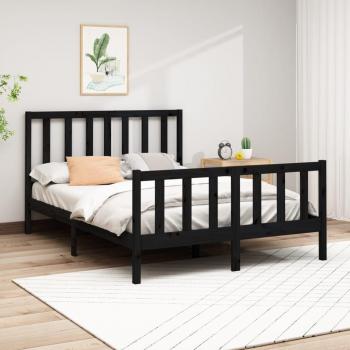 Estructura de cama de madera maciza de pino negro 150x200 cm King Size