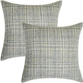 Amazon Brand - Umi Juego de 2 Fundas Cojines 45x45cm, Funda Cojín Sofá Fundas de Almohada Suave de Lino Beige Gris