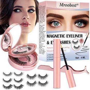 Pestañas Postizas Magneticas, Pestañas Magneticas Delineador, Magnetic Eyeliner, Impermeable y no requiere pegamento. Juego de pestañas magnéticas reutilizables con pestañas y pinzas 3D magnéticas
