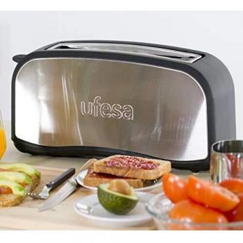 Ufesa TT7965 Optima Tostadora de 1000W, 6 Niveles de Tostado, 1 Ranura para 2 Tostadas, Función Descongelar y Recalentar, Inox