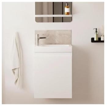 Lavamanos Lisa con Grifo Cromado y Mueble para Lavadora
