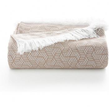 Colcha multiusos Gamusi Geo Beige - Suave y transpirable diseño geométrico 180x140 cm