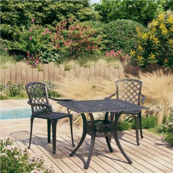 3-Piece Black Cast Aluminum Bistro Set