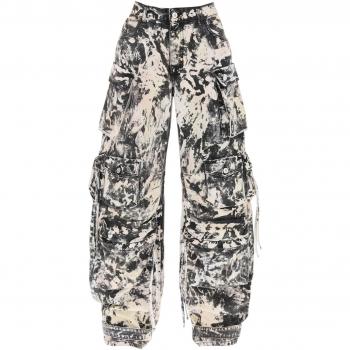 The Attico Fern Stained-Effect Cargo Jeans - 25 Grey - Multicolor - Female