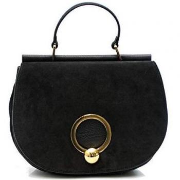 Bolso mujer andrea piel ternera y ante negro 110180180001