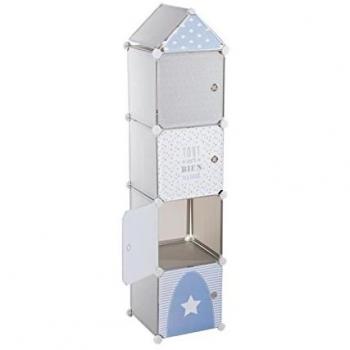 Estantería Infantil de Almacenamiento Gris con Puertas 34x31,5x139cm