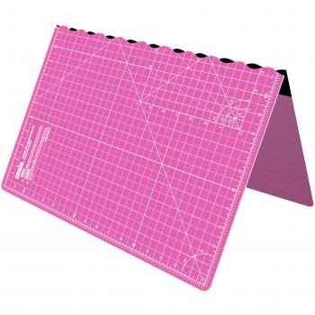Alfombrilla de corte tamaño A2, plegable y autorreparable de 22.5 x 17 pulgadas, medidas imperiales, rosa