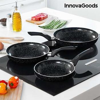 InnovaGoods IG813444 Juego de Sartenes con Revestimiento Efecto Piedra