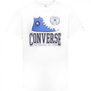 Camiseta de Manga Corta Converse Script Sneaker Gfx para Niño en Color Blanco