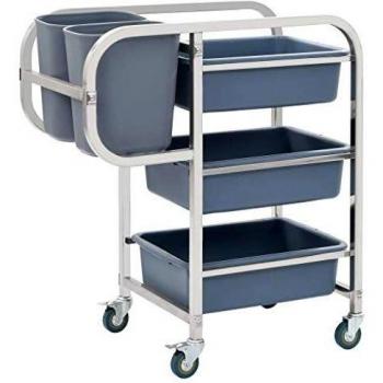 vidaXL Carrito de Cocina con Recipientes de Plástico 87x43.5x92cm Catering Pub Mobiliario Hogar Hostelería Práctico Ruedas Giratorias Robusto Estable