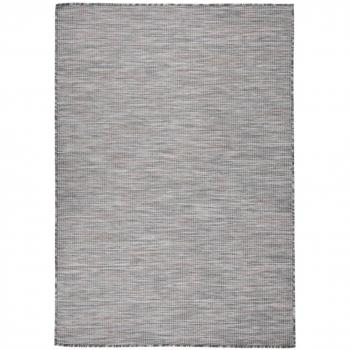Alfombra exterior de tejido plano 160x230 cm marrón y azul Vidaxl