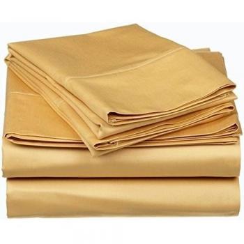 500-de percale de-de ropa de cama algodón egipcio muy suave con bolsillo Extra sábana bajera para cama/sábana bajera Queen oro sólido de hasta con función de atril 63,5 cm pulgada{0} con bolsillo totalmente en una explosión de elástica