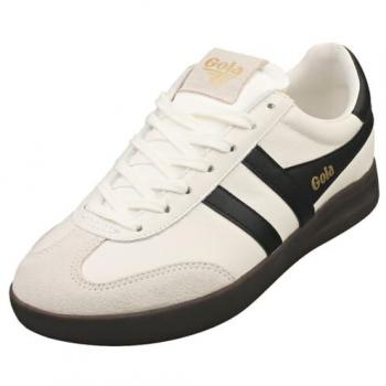 Zapatillas Gola CLB743 Mujer Blancas y Negras de Ante y Piel, Talla 37