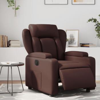 Silla reclinable eléctrica de cuero sintético marrón Vidaxl