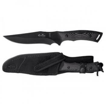 Electropolis Cuchillo de Supervivencia Muela, Typhoon TYPHOON-15N, cachas micarta Negra, Hoja de 15 cm con Recubrimiento antifricción PTFE + Tarjeta Multiusos de Regalo