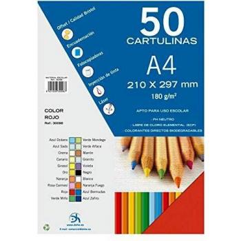 Dohe 30098 - Pack de 50 cartulinas, A4, color rojo