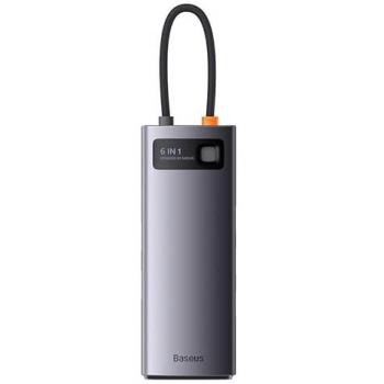 HUB Baseus StarJoy 6 en 1 USB-C con 3 puertos USB 3.0, HDMI, RJ45 (1Gbps) y carga PD - Gris