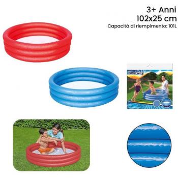 Piscina Hinchable Efecto Hielo de 3 Anillos para Jardín 102x25cm