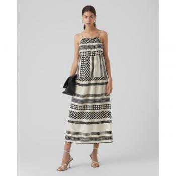 Vero Moda - Vestido midi estampado con diseño floral, tirantes ajustables, escote en V, cintura elástica y tejido ligero