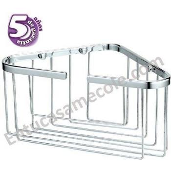 Kibath 130014 Portagel Cesta de Ducha y bañera ALB para Rincon de 14cm Altura Fabricado en latón y Acabado en Cromo Brillo colocación: con Tornillos