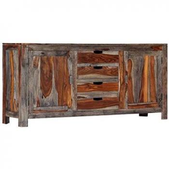 Armario gris 160x40x75 cm madera maciza de Sheesham
